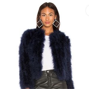 LAMARQUE size M Deora Jacket in Cobalt. Navy blue fur jacket.
